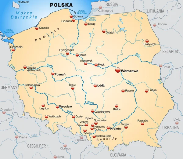 La carte de Pologne — Image vectorielle