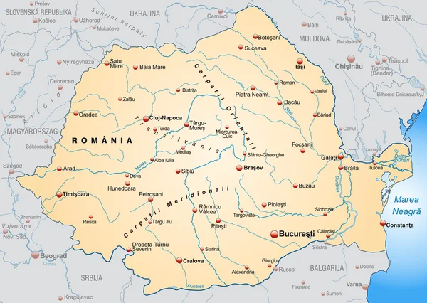 El mapa de Rumania — Archivo Imágenes Vectoriales