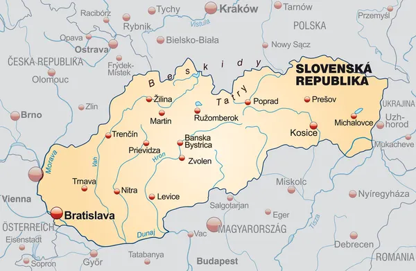 El mapa de Eslovaquia — Archivo Imágenes Vectoriales