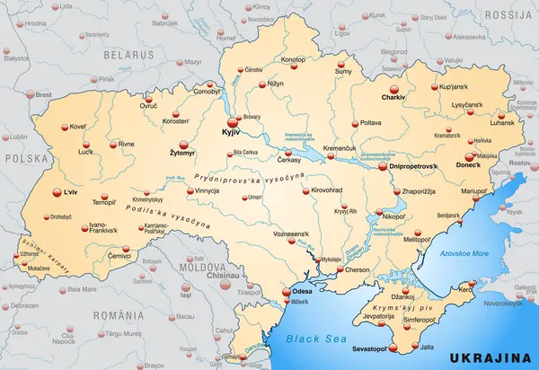 Mapa Ukrainy — Wektor stockowy