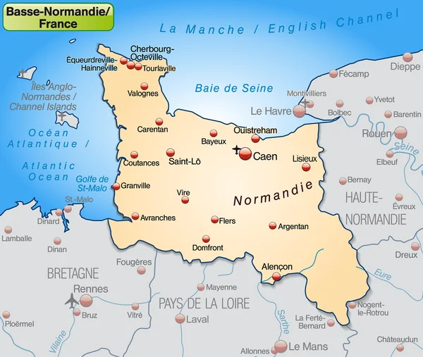 Carte de Basse-Normandie — Image vectorielle