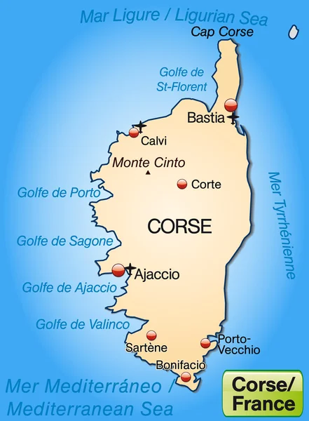 Korzika térképén — Stock Vector