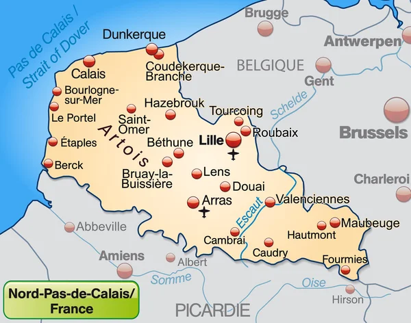 stock vector Map of North-pas-de-calais