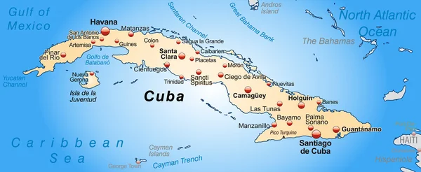El mapa de Cuba — Archivo Imágenes Vectoriales