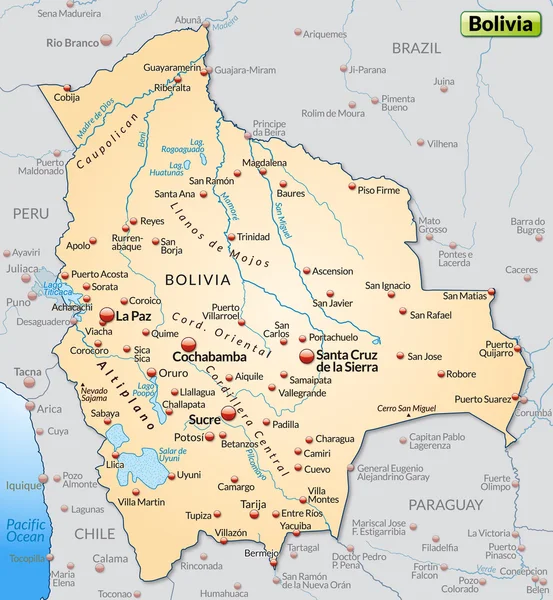 Peta Bolivia. - Stok Vektor