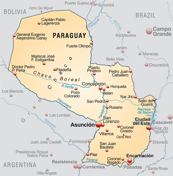 El mapa de Paraguay — Vector de stock