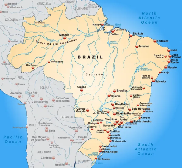 Mapa do Brasil — Vetor de Stock