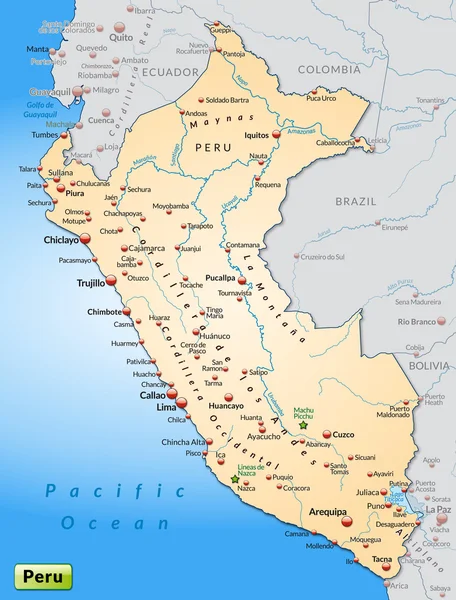 Mapa peru — Stockový vektor