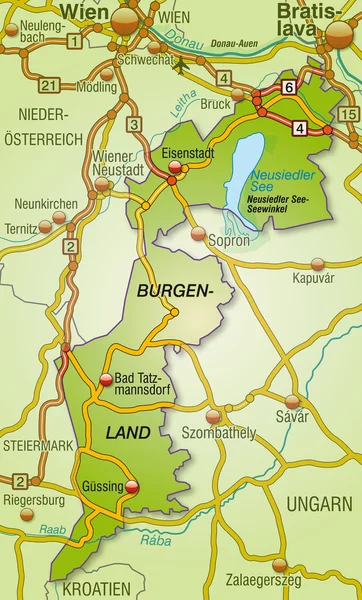 Burgenlandkarte — Stockvektor