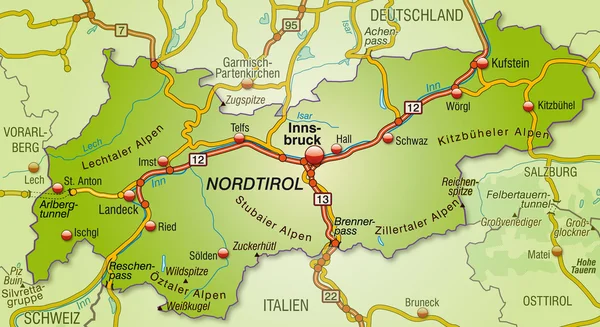 Tyrol Haritası — Stok Vektör