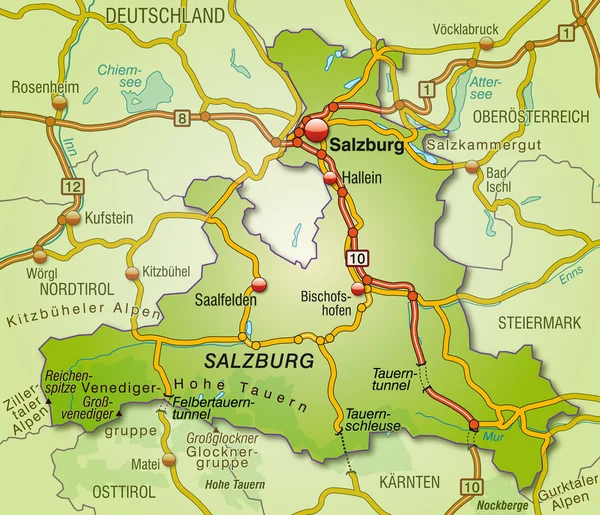 Mapa salzburg — Wektor stockowy