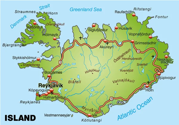 El mapa de Islandia — Vector de stock