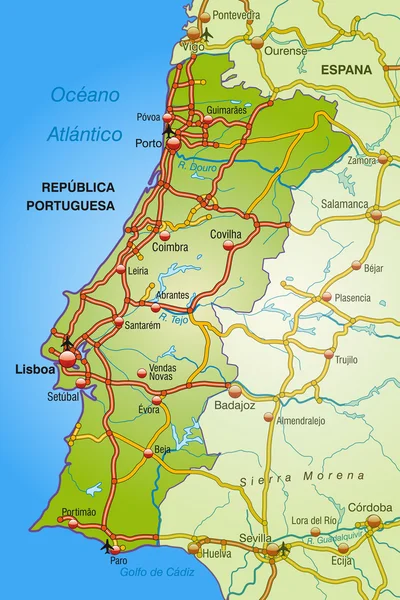 Carte du Portugal — Image vectorielle