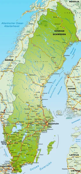Mapa da Suécia —  Vetores de Stock