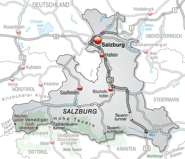 ザルツブルク地図 — ストックベクタ