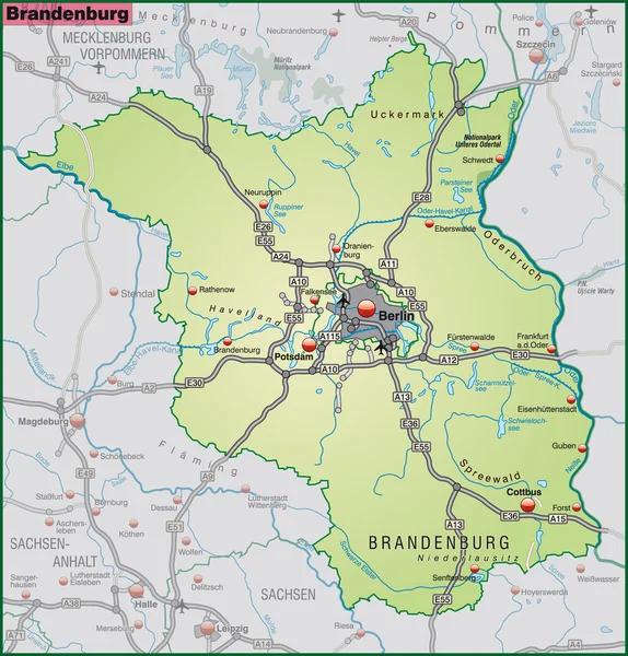 Map of Brandenburg — Stock Vector