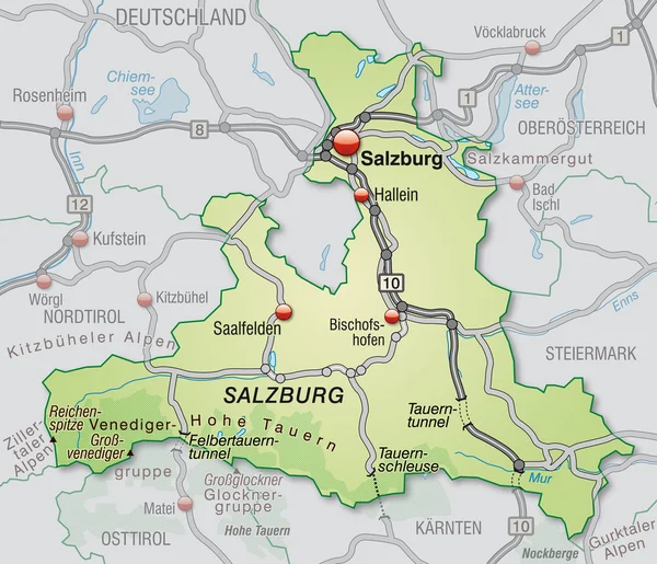 萨尔茨堡的地图 — 图库矢量图片