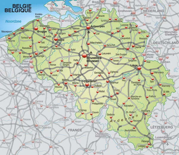 La carte de Belgique — Image vectorielle