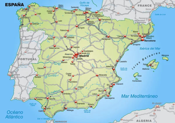 Mapa da Espanha —  Vetores de Stock