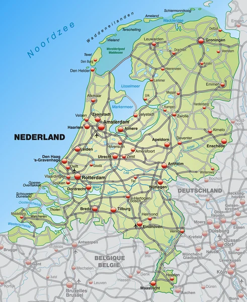Kaart van Nederland — Stockvector
