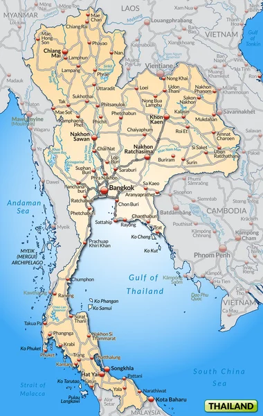 La carte de Thaïlande — Image vectorielle