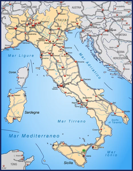 Mapa de Italia — Vector de stock