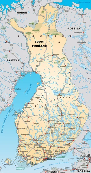 Mapa de Finlandia — Vector de stock