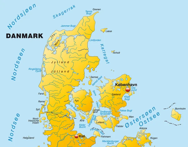 La carte de Danemark — Image vectorielle