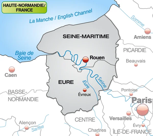 Mapa Górna Normandia — Wektor stockowy