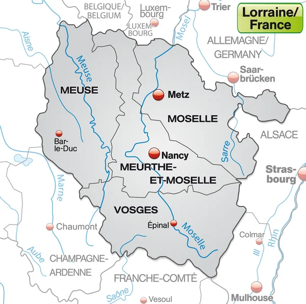 Carte de la Lorraine — Image vectorielle