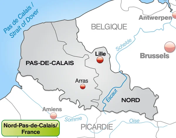 La carte de Nord-pas-de-calais — Image vectorielle