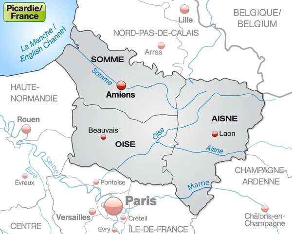 Karte von Picardie — Stockvektor