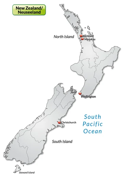 Map of new zealand — Stock Vector