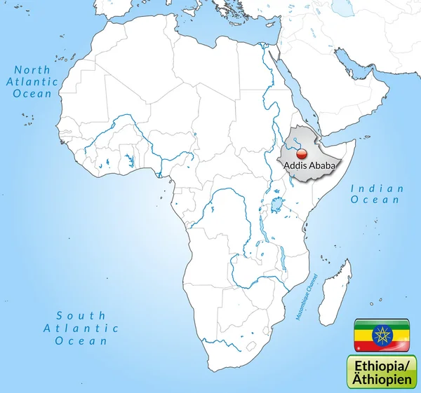 La carte de L'Ethiopie — Image vectorielle