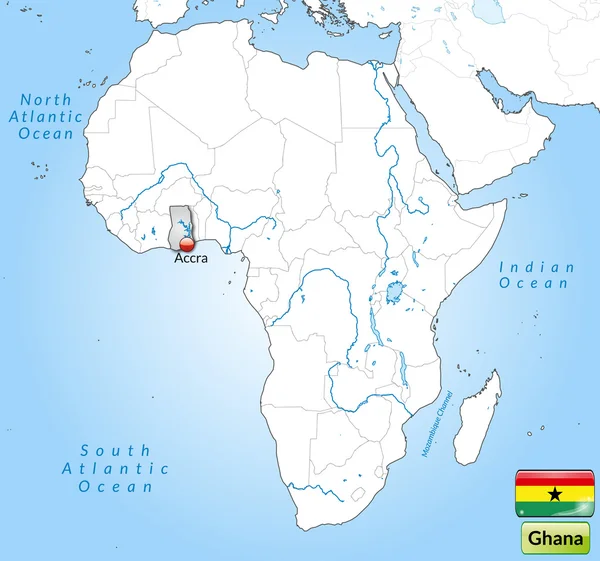 Kaart van ghana — Stockvector