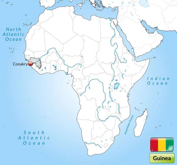 La mappa di Guinea — Vettoriale Stock