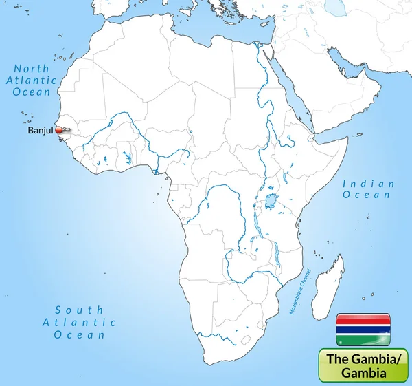 Mapa Gambie — Stockový vektor