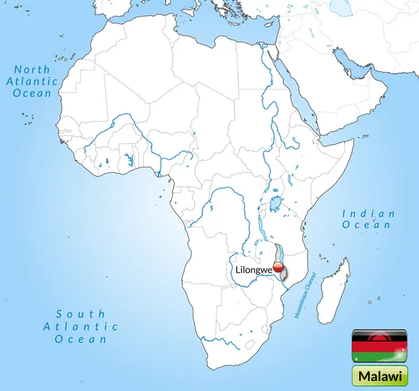 El mapa de Malawi — Archivo Imágenes Vectoriales