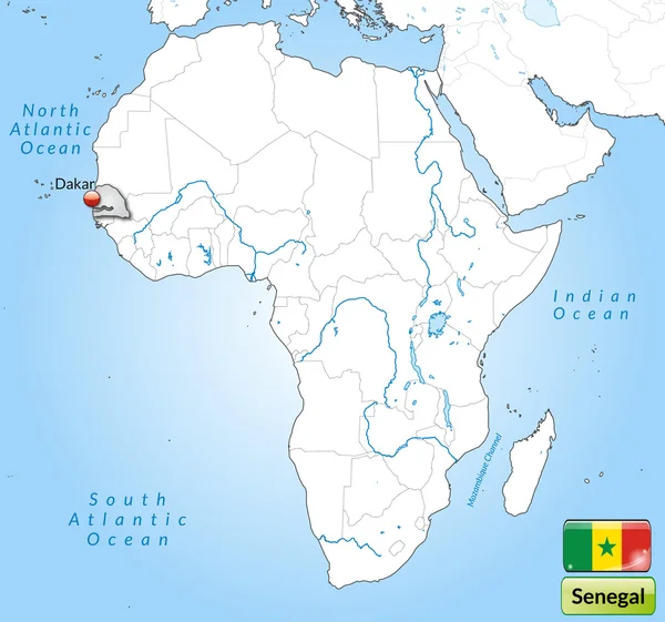 El mapa de Senegal — Vector de stock