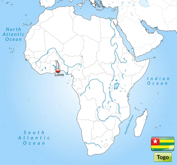 Karte von Togo — Stockvektor