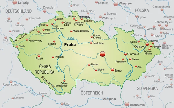 O mapa de República Checa — Vetor de Stock