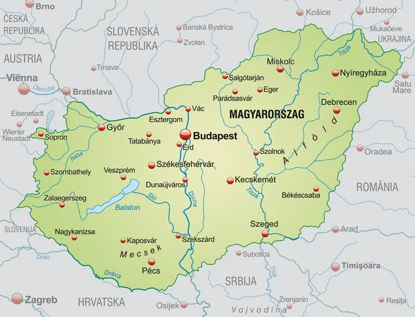 Landkarte von Ungarn — Stockvektor