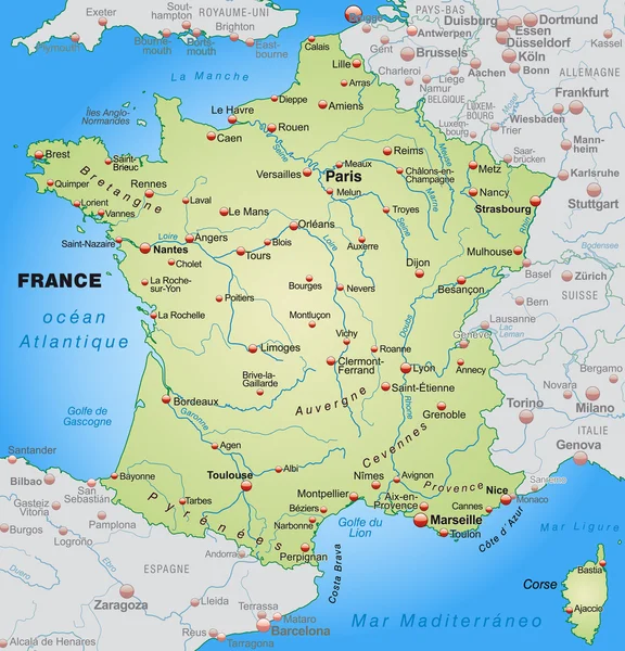 Mapa da França — Vetor de Stock