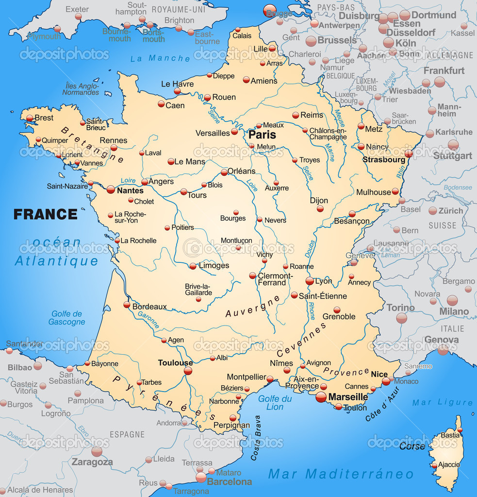 kaart van Frankrijk — Stockvector © artalis #40923293