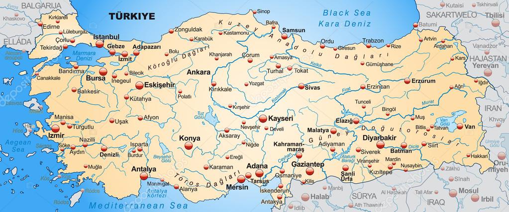 kaart van Turkije — Stockvector © artalis #40923685