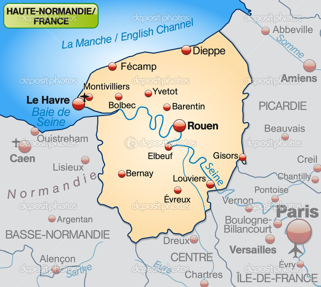 Map of Upper Normandy — Stock Vector © artalis #40923875