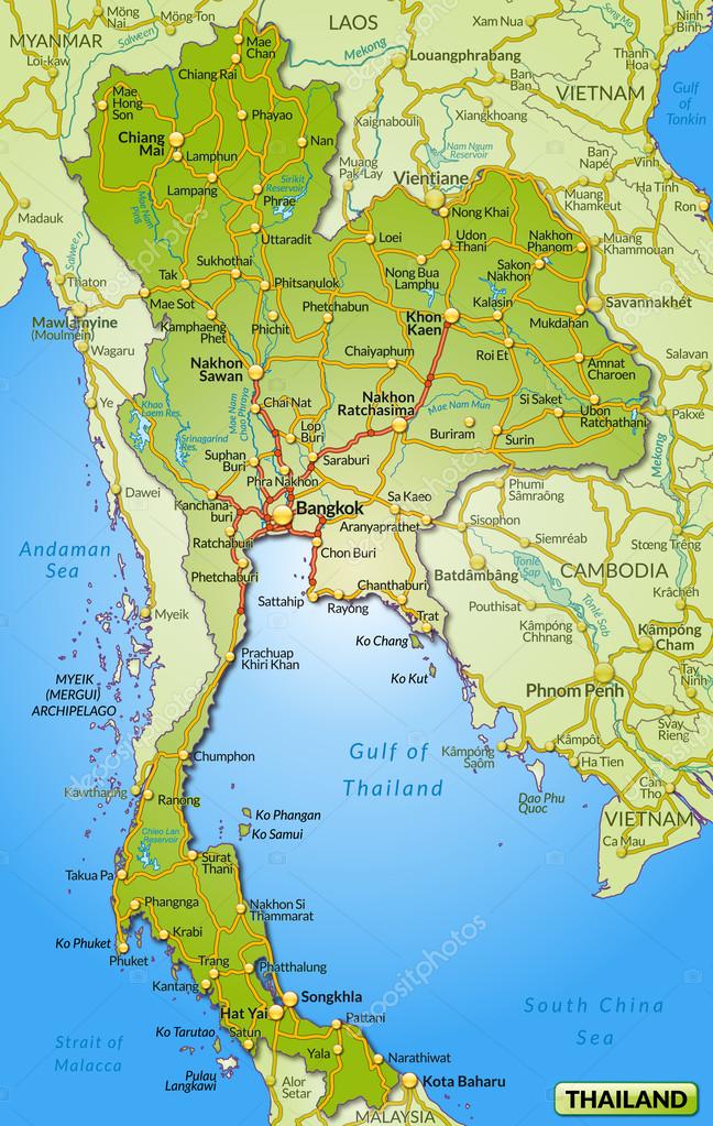 Mapa Tajlandii — Grafika wektorowa © artalis #40924945
