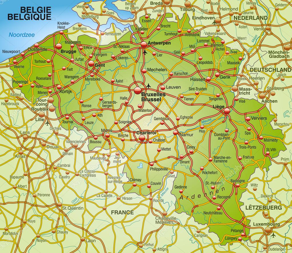 Road Map Of Belgium