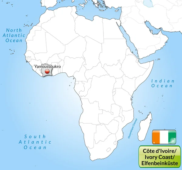 Mapa de Costa de Marfil — Vector de stock
