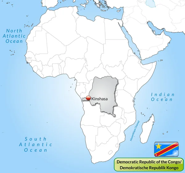 Mapa de República Democrática del Congo — Vector de stock